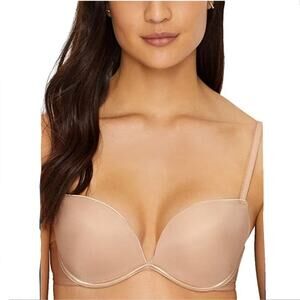 Wonderbra Full Effects Push Up Bra 8144 36A Nude Beige Plunge Padded Demi NEW
